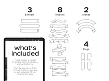 Load image into Gallery viewer, Banners & Ribbons Digital Stamp Set