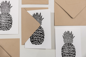 Pineapple Linocut Greeting Card