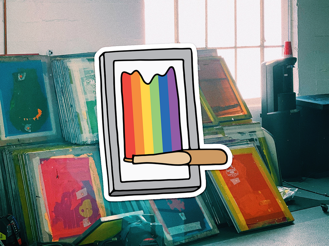 Printmaking Rainbow Screenprinting Sticker